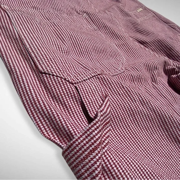 Brixton Christina Red White Checkerboard Denim Carpenter Overall Work Wear large - Picture 8 of 16